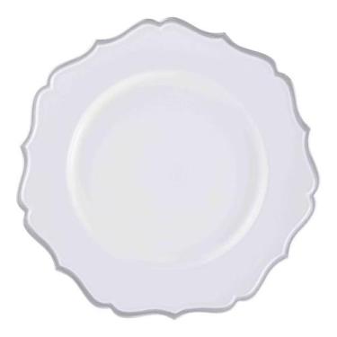 Imagem de Sousplat 33cm branco c/ prateado - RAFIMEX