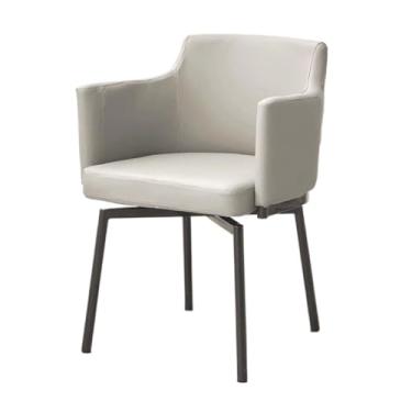 Imagem de SPXMQSS Cadeiras de sala de jantar, cadeiras de cozinha estofadas com encosto e pernas de metal, cadeiras de jantar giratórias de couro com apoios de braços para casa, escritório, sala de estar e