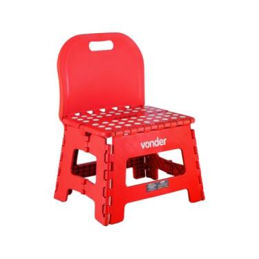 Imagem de Banqueta Dobravel，Capacidade de Peso 150 Kg Banqueta Plastica 22cm com Encosto ReforçAda Banquinho(Vermelha)