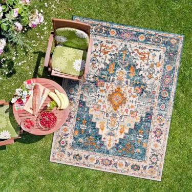 Imagem de Tapetes de acampamento para fora do seu trailer, tapete à prova d'água, reversível, portátil, plástico, palha, tecido, gramado, piquenique, tapete G 100 x 150 cm