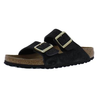 Imagem de Birkenstock Sandália de palmilha macia unissex para adultos Arizona, Preto/camurça/preto, 8-8.5 Narrow Women/6-6.5 Narrow Men