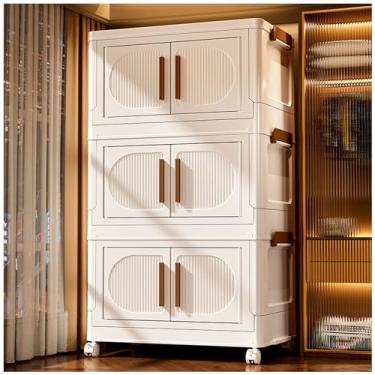 Imagem de SPXMQSS Caixas de armazenamento de plástico, caixas de armazenamento empilháveis, abertura frontal com tampas e rodas, recipientes de armazenamento dobráveis para sala de estar, quarto, guarda-roupa