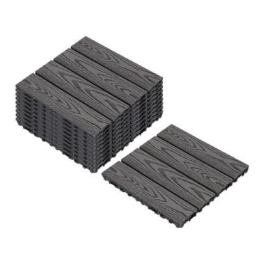 Imagem de Azulejos de deck compostos, tapetes interligados com resistente ao desgaste antiderrapante para terraço terraço varanda 30 x 30 cm B4 10 peças