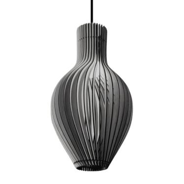 Imagem de Luminária Teto Tipo Pendente Em Mdf Malvinas Completa - Cor:preta