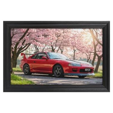 Imagem de HouLaiZhe JDM Tapetes de mesa de carro vermelhos clássicos flores de cerejeira tapetes de mouse pads de mesa grandes para teclado de mesa tapete de computador 18 x 12 polegadas (45 x 30 cm)