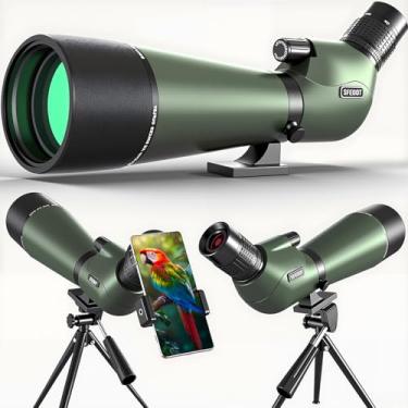 Imagem de Spotting Scope 25-75x80 HD com bolsa de transporte de tripé e suporte rápido para celular, imagem clara com mira de prisma BAK4 para tiro ao alvo, (verde)