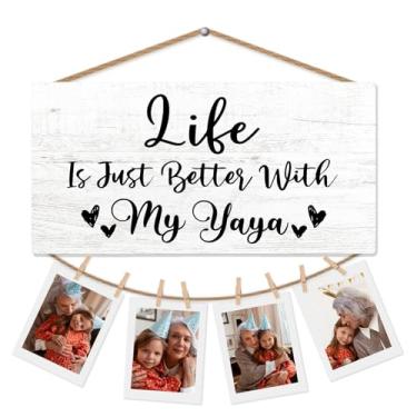Imagem de CGBHW Porta-retrato Yaya Gifts para parede, presente de aniversário para vovó Yiayia, presente de agradecimento à avó de netos, netos, exibição de fotos pendurada