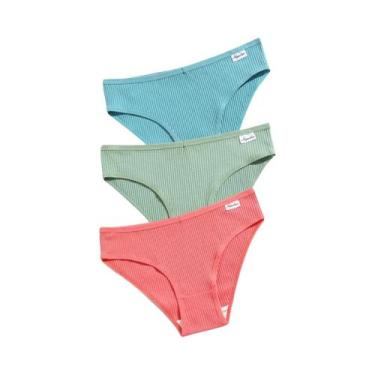 Imagem de Conjunto De 3 Calcinhas Femininas De Algodão Macio E Respirável, Cores