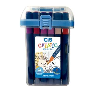 Imagem de Marcador CIS Criatic Brush Duo – Estojo com 24 Cores | Ponta Dupla (Chanfrada e Pincel) | Tinta à Base de Álcool para Colorir, Ilustração e Arte