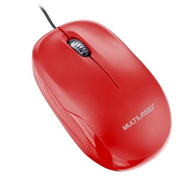 Imagem de Mouse Com Fio Mid 1200dpi Conexão USB Cabo de 120cm 3 Botões Textura Fosca Vermelho - MO292
