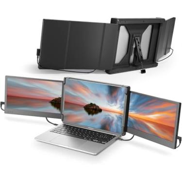 Imagem de Monitor portátil para laptop Teamgee, tela IPS Full HD de 12 polegadas, extensor de tela de monitor duplo triplo, HDMI/USB-A/Tipo-C, conectar e usar para Windows, Chrome e Mac, funciona com laptops de