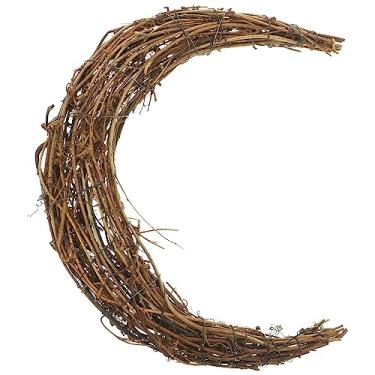 Imagem de Guirlanda DIY Moldura em forma de lua guirlanda de vime 30 cm DIY vintage ramo de videira guirlanda de flores artificiais guirlanda de decoração de parede da porta da frente para artigos de festa de