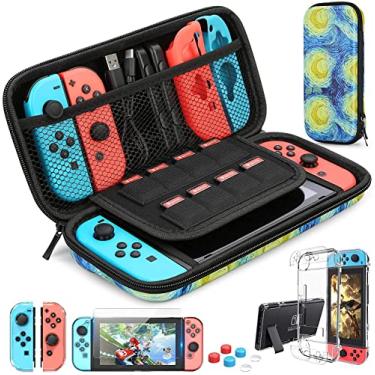 Imagem de HEYSTOP Estojo de Transporte para Nintendo Switch Com Protetor de Tela, Kit de Acessórios 9 em 1 e 6 Peças de Aperto de Polegar, Capa Protetora