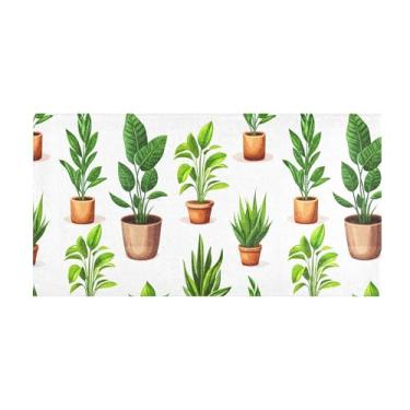 Imagem de Burbuja Tapete de corredor de plantas em vaso de pelúcia antiderrapante tapete de borracha para corredor, quarto, sala de estar, decoração de entrada, lavável na máquina, 51 x 99 cm