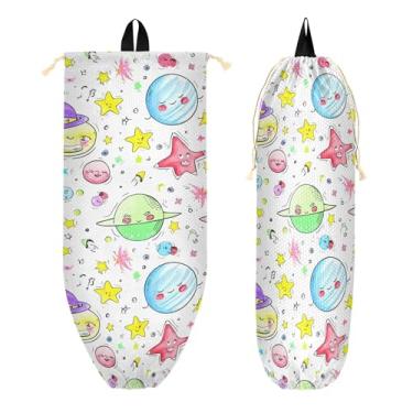 Imagem de xigua Cute Stars Suporte de parede de plástico com cordão 1 pacote, organizador de sacolas de supermercado reutilizável para bolsas, meias, roupas íntimas e gravatas