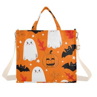 Imagem de Burbuja Sacola feminina de desenho animado fantasmas, bolsa tiracolo de veludo cotelê para compras, trabalho, viagens, Fantasmas de desenho animado, Small