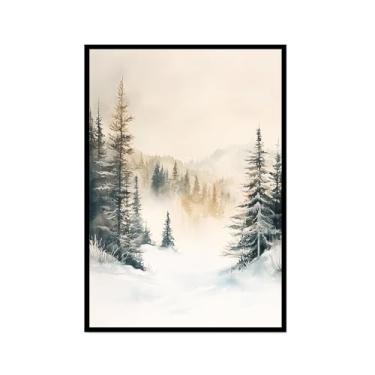 Imagem de Impressão de pôster de arte de parede retrô de Natal Papai Noel alce paisagem de inverno imagens de Natal para bar em casa, pub, cozinha, café, loja, decoração de férias (SKU12,12 x 45,7 cm = (30 x 45