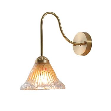 Imagem de Aplique de parede com cúpula de vidro, soquete E27, luminária de parede vintage com braço flexível para cabeceira, ideal para quarto, sala de estar e corredor.