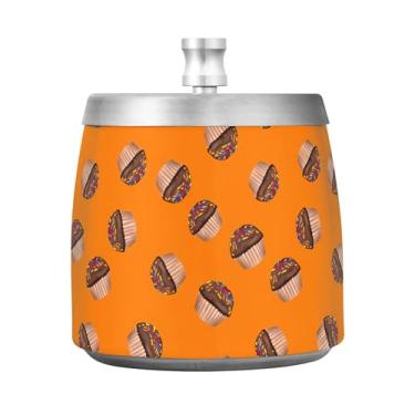 Imagem de Burbuja Cinzeiro de cupcakes de chocolate com tampa para cigarro interno sem fumaça cinzeiro de charuto de aço inoxidável para mesa de escritório em casa, inodoro