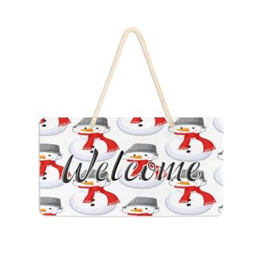Imagem de Burbuja Placa de boas-vindas de boneco de neve para porta da frente, placa de boas-vindas de PVC para decoração de férias, 15 x 28 cm