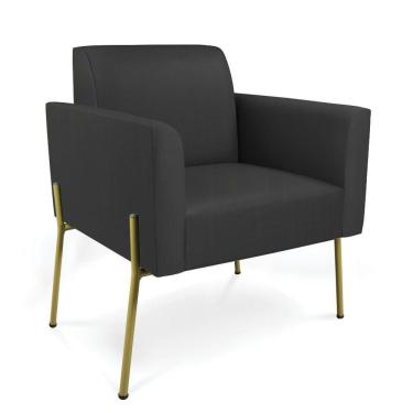 Imagem de Poltrona Pé De Ferro Dourado Para Sala Marisa Corino Preto D03