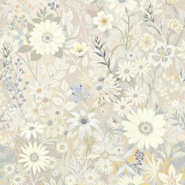 Imagem de Vintique Papel de parede de papel de parede Boho removível impermeável cinza/amarelo/azul papel de contato para quarto, banheiro, parede de casa 43,9 cm x 299,7 cm