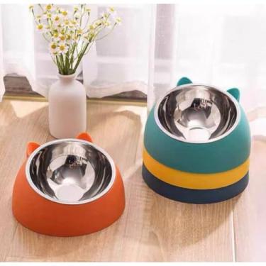 Imagem de Tigela Antiderrapante para Cães e Gatos - Aço Inoxidável Higiênico e Fácil de Limpar(LX-W68-ALEATORIO)