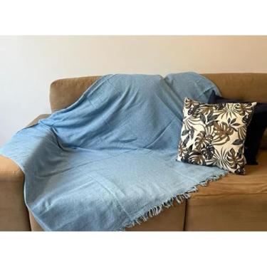 Imagem de Manta Para Sofá Gigante Luxo King 3.0x1.8M Grande 2,40X1,80m Pop 2.10x1.4M Premium De Algodão Capa Decorativa Protetora(Pop 2,20x1,50m AZUL BEBÊ)