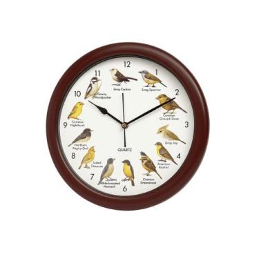 Imagem de Relógio de parede Passáro musical canto Quartz RF, Marrom