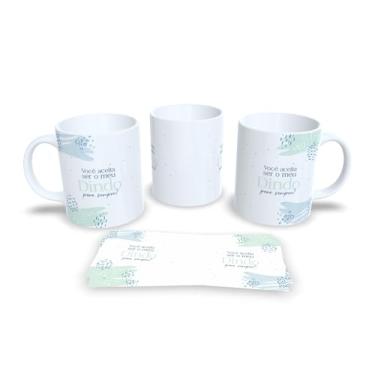 Imagem de Caneca de Cerâmica Personalizada Dinda eu amo você, Design Floral com Coração, Branca (1)