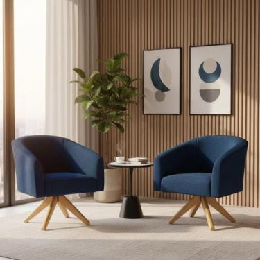 Imagem de Poltrona Sala Decorativa Kit 2 Stella Base Giratória MA30 Bouclê D03 -