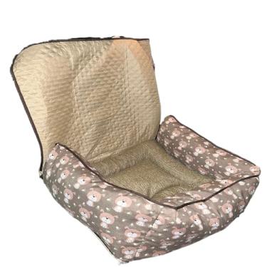 Imagem de Kit 2 Pçs Cama Pet e Capa Protetora 2 em 1 para Assento Traseiro Veicular Grande com Colchonete Toddy Estampado Impermeável Avelã