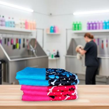 Imagem de Kit com 5 Toalhas de Banho Pet Splash – Toalhas Ultra Absorventes e Confortáveis (3 Pink + 2 Azul)