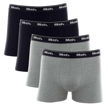 Imagem de Kit Cueca Boxer Mash 4 Peças Masculina Algodão Elástico, Preto 03, P