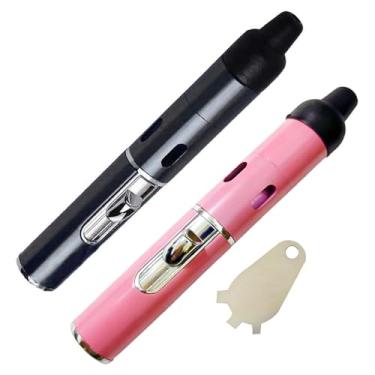 Imagem de Isqueiros de tocha, isqueiro portátil recarregável, acendedor de chama a jato removível embutido para cozinha, preto e rosa claro