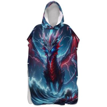 Imagem de Joisal Roupão de mudança de poncho de surfe do mar do dragão legal para Adul absorvente masculino e feminino com capuz toalha de banho com capuz de praia
