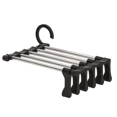 Imagem de Genérico Cabide Multiuso com 5 Divisórias, Retrátil, Inox e Plástico, Organizador de Roupas, Calças e Gravatas
