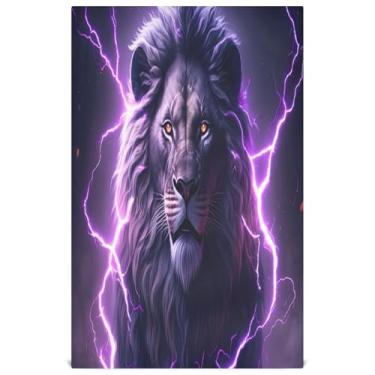 Imagem de Joisal Lindo conjunto de toalhas de mão de chá roxo leão preto fofo conjunto de toalhas de prato decoração de cozinha pratos de lavagem fina secagem rápida 45 x 71 cm, 1 pacote