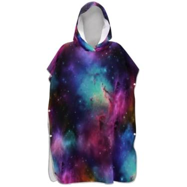 Imagem de Joisal Poncho de surf absorvente para adultos trocador com capuz toalha de natação espaço nebulosa colorido nuvens cósmicas poncho masculino com capuz