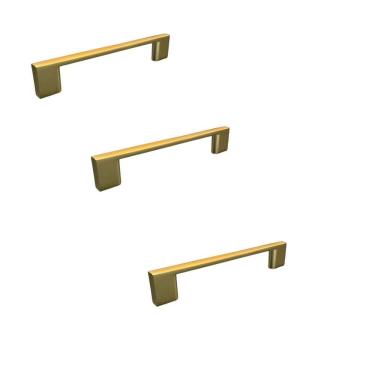 Imagem de Kit 3 Puxador Dourado Il 950 Metal 96Mm Com Parafusos