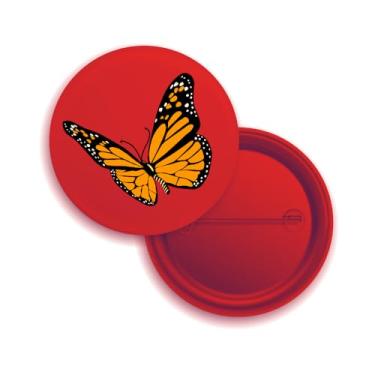 Imagem de Broches de Botão com Borboleta Monarca Laranja, Pack com 10 Unidades, Design Inseto, Fundo Branco (30, Vermelho)