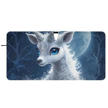Imagem de Guarda-sol de lua de veado fofo de Natal personalizado para para-brisa de carro bonito dobrável para-brisa dianteiro impressão animal automotivo, 76 cm x 149 cm