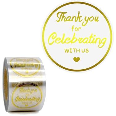 Imagem de 500 peças de rolo de adesivos de agradecimento, adesivos de folha dourada transparente para pequenas empresas, embalagens, sacolas de presente, caixas, envelopes, suprimentos de festa
