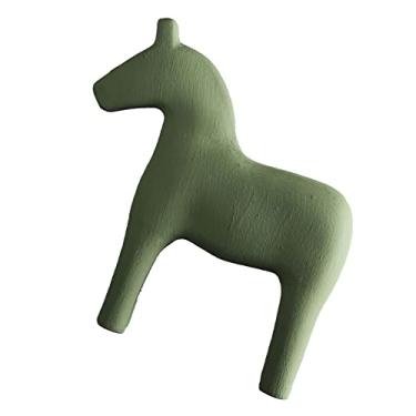 Imagem de Phefop Estatueta de Cavalo Em Branco Inacabada Estatueta de Cavalo de Madeira, de Em Branco Inacabada Estátua de Artesanato Sueco Vintage para Escritório Familiar Pintura de Mesa Brinquedo Armário (S)