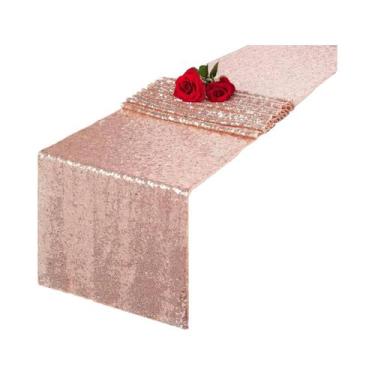 Imagem de Caminho De Mesa Com Lantejoulas Douradas Para Casamento, Banquete, Fes