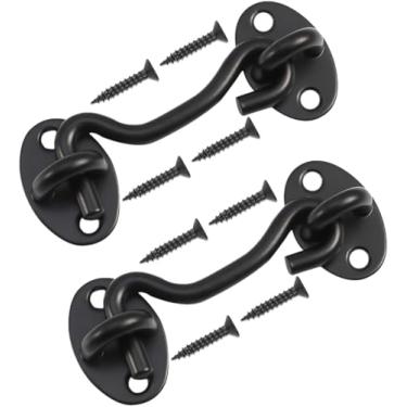 Imagem de Rainspire (Pacote com 2) Gancho de privacidade e trava de olhal para porta de celeiro, trava de porta de celeiro de aço inoxidável, ganchos de cabine para persianas de portão, deslizante, janela