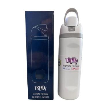 Imagem de Garrafa Térmica Inox 730ml Branca com Tampa Plástica Portátil - Trendy