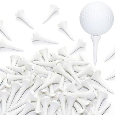 Imagem de Rimoev Pacote com 100 camisetas curtas de golfe, camisetas de golfe de plástico de 3,8 cm, design de 4 garras para maior velocidade e distância da bola, baixa resistência à inserção e camisetas