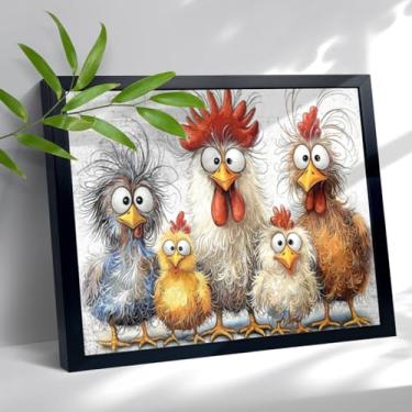 Imagem de Quadro preto engraçado tela galinha arte de parede retrato retrato decoração rústica animal pintura casa arte moderna decorações emolduradas para cozinha sala de estar quarto banheiro escritório 30,5