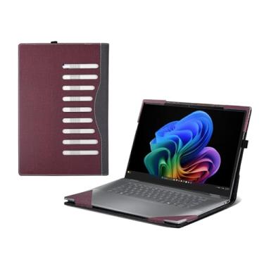 Imagem de Capa para laptop HP Omnibook X Flip 40.6 cm Next Gen AI Laptop (16-asXXXXna 16-arXXXXna 16-ar0047nr) 2 em 1 40.6 cm [Sem outros modelos] Bolsa protetora de couro PU destacável (vinho vermelho)